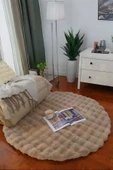 Bubble Yuvarlak Vizon Uzun Tüylü Yumuşak Peluş Kaymaz Yıkanabilir Salon Oturma Odası Balkon Halısı - 1