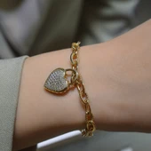 Çift Taraflı Taşlı Kalp Bileklik thumbnail 3