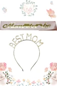 Mom To Be Kuşak Ve Best Mom Metal Taç & Baby Shower Set - 1