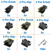 JST SM Konnektör Set 200 Parça Set Kutulu 2 3 4 5 Pin Erkek Dişi Terminal Konnektör Sıkmalı Pin Elektrik Tel Bağlantısı Kablo Dron Led Elektrikli Bisiklet Scooter Araba thumbnail 4