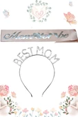 Mom To Be Kuşak Ve Best Mom Metal Taç & Baby Shower Set - 1