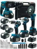Germany Style 4 Akülü Kömürsüz Motor Matkap-Hilti-Taşlama-Bijon Sökme 4'Lü Set Uç Takımlı Usta Seti - 4