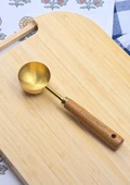 Ahşap Saplı Gold Ölçü Kaşığı Takımı - 2'li Kahve Ölçüm Kaşığı - 30 + 60 ML - 2