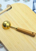Ahşap Saplı Gold Ölçü Kaşığı Takımı - 2'li Kahve Ölçüm Kaşığı - 30 + 60 ML - 3