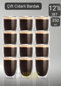 12’li Set Latte Bardağı Cappuccino Bardağı Çift Cidarlı Bardak Americano Bardağı 350 ml Kahve Bardak - 1