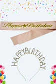 Happy Birthday Yazılı Kuşak Ve Taşlı Taç - 1