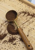 Ahşap Saplı Gold Ölçü Kaşığı Takımı - 2'li Kahve Ölçüm Kaşığı - 30 + 60 ML - 1