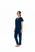 U.S. Polo Assn. Kadın Kısa Kollu V Yaka Alt Üst Pijama Takım - 3