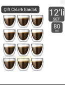 12’li Set Espresso Bardağı 80 ml Kahve Bardağı Çift Cidarlı Bardak Viski Bardağı - 2