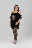 Büyük Beden Askılı Likralı Pijama Takım - 1