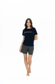U.S. Polo Assn. Kadın Yuvarlak Yaka Alt Üst Çizgi Detay Pijama Şort Takım thumbnail 1