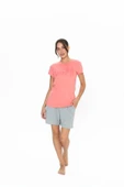 U.S. Polo Assn. Kadın Yuvarlak Yaka Renkli Pijama Şort Takım - 1