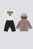 U.S. Polo Assn Fermuarlı Polar Bebek 3Lü Takım - 1