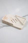 Mermer Desenli Banyo Mutfak Tuvalet Beton Katı Sabunluk Su Giderli Süzgeç Model 8x13 cm thumbnail 2