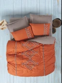 Cotton Box Puf Nakışlı Ranforce Çift Kişilik Nevresim Takımı Lia Kiremit Bej - 1