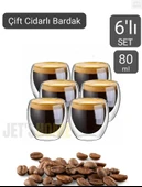 6’lı Set Espresso Bardağı  80 ml Kahve Bardağı Çift Cidarlı Bardak Viski Bardağı - 1