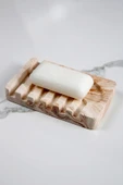Mermer Desenli Banyo Mutfak Tuvalet Beton Katı Sabunluk Su Giderli 8x13 cm - 1