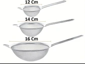 MyBru Paslanmaz Çelik Pratik 3'lü Çay Süzgeci Sebze Un Süzgeç 12 14 16 Cm - 9