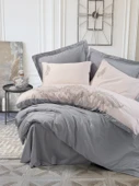 Cotton Box Brode Saten Çift Kişilik Nevresim Takımı Sheen Gri - 1