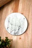 Mermer Desenli Yuvarlak Model Beton Katı Sabunluk Su Giderli 10 cm - 1