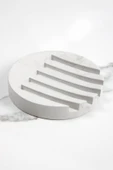 Mermer Desenli Yuvarlak Model Beton Katı Sabunluk Su Giderli 10 cm - 2