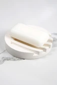 Mermer Desenli Yuvarlak Model Beton Katı Sabunluk Su Giderli 10 cm - 1