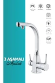 Su Arıtma Çıkışlı Krom 3 Yollu Mutfak Musluk Bataryası - 1