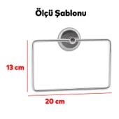 Kare Havluluk Lavabo Banyo Mutfak Aparat Standı Bez Havlu Askısı Paslanmaz Metal Krom Renk Vidalı thumbnail 2