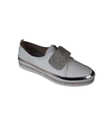 YAZKIŞ Kadın Siyah Beyaz Taşlı Spor Babet Ayakkabı thumbnail 3