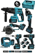 Assur 21V Akülü 6'lı Set Matkap Hilti Taşlama Somun Sıkma Dekupaj Testere Daire Testere - 1