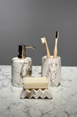Premium Seri Gold Detay Beton Sıvı Sabunluk Ve Diş Fırçalık Set - 1