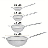 MyBru Paslanmaz Çelik Pratik 2'li Çay Süzgeci Sebze Makarna Un Süzgeç 10 14 Cm - 6