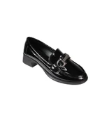 YAZKIŞ Kadı Siyah Ruğan Taşlı Kolej Ayakkabısı Topuk 3cm thumbnail 1