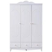 Gardırop, Flower 3 Kapaklı, Çekmeceli Dolap - Pembe thumbnail 4