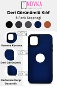 iPhone 13 Pro Max Uyumlu Deri Görünümlü Sert Kapak Kılıf Siyah - 7