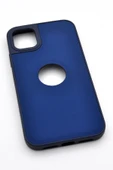 iPhone 11 Uyumlu Deri Görünümlü Sert Kapak Kılıf Lacivert - 2