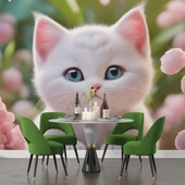 Beyaz Sevimli Kedi Desenli Duvar Kağıdı - 4
