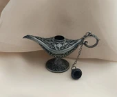 Alaaddin Sihirli Lamba Genie Lamp İbrik Biblo Dekorasyon Küçük Boy Gri - 4