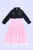 KIZ ÇOCUK KOT CEKETLİ ELBİSE FIRFIRLI DANTELLİ TAŞ İŞLEMELİ F19 thumbnail 5