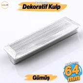 Elit Gümüş Plastik Kulp 64 mm Mutfak Mobilya Çekmece Mutfak Dolap Dolabı Kulpları Kapak Kulbu 6.4 cm thumbnail 1