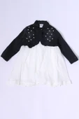 KIZ ÇOCUK KOT CEKETLİ ELBİSE FIRFIRLI DANTELLİ TAŞ İŞLEMELİ F19 thumbnail 1