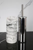 2 Parça Dekoratif Beton Tuvalet Fırçası Metal Wc Fırçalığı - 2