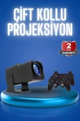 Android Projeksiyon Siyah Taşınabilir Sinema Projektörü 4k 1080p Ev Sineması Bluetooth - 1