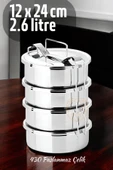 Zhltools Sefer Tası Yemek Kabı Paslanmaz Çelik 4 Katlı 12 cm 650 ml - 1