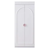 Gardırop, Dolunay 2 Kapaklı Dolap ve Ledli Kitaplık - Pembe - 4