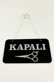 AÇIK/ KAPALI Kapı Tabelası - Berber, Kuaförler ve Terziler için Gümüş Yazılı - 2
