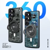 Galaxy S25 Ultra Kılıf M-safe Şarj Özellikli Youngkit 360° Standlı Technology Serisi Kapak - 10