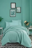Upstyle Ecocel Pike Örtü Tek Kişilik 160x230cm Karde Mint Yeşili - 1