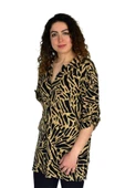 Kadın Büyük Beden Leopar Desen Viskon Bluz BGL-ST04256 thumbnail 3