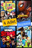 4'lü Brawll Stars Karakter Robloox  Minecrafft Spidermen Boyama kitabı seti(boyama, sticker, arka kapak mask - 1